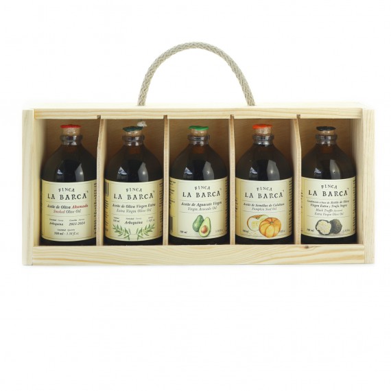 Caja Regalo Madera 5 Botellas Aceites 100 ml